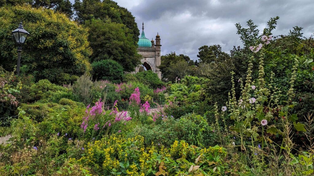 Flowers and other lush plant life in Brighton's Royal Pavilion Garden