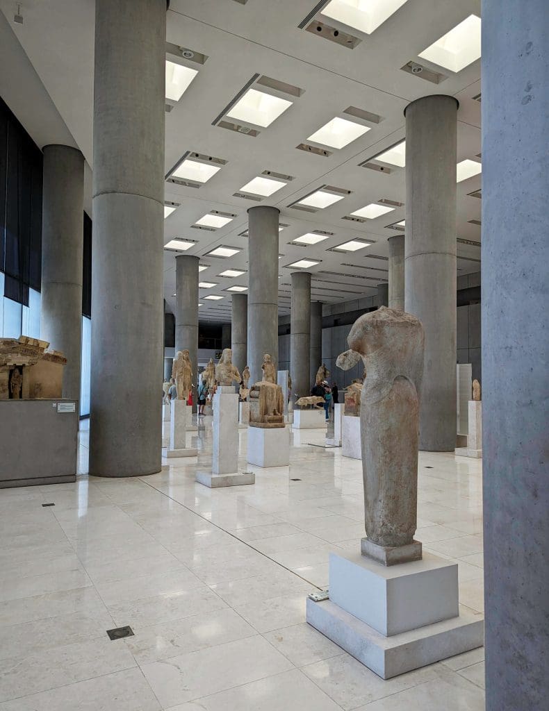 Many excavated statues found inside the Acropolis Museum is the best spot for history in Athens.