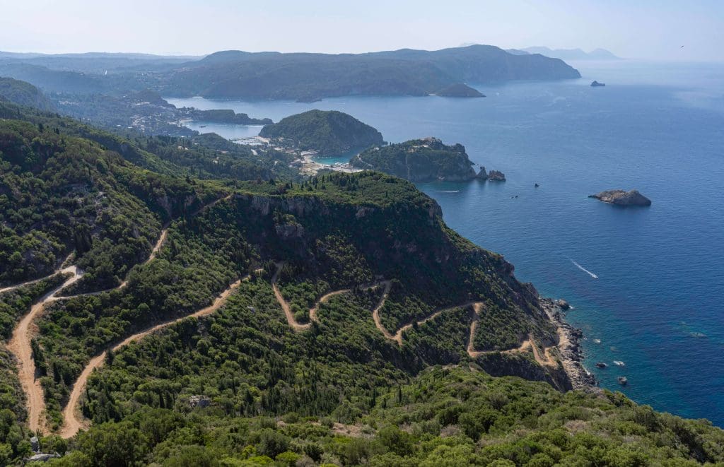 Beautiful Greek Island views from the Angelokastro Castle on Corfu Island, one of the best things to do in Greece.