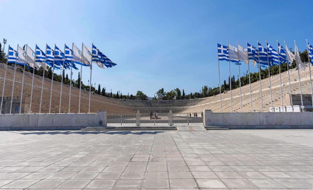 The open Panathithinaiko Stadium the oldest still in use stadium in the world marks the endpoint of the original Athens marathon.