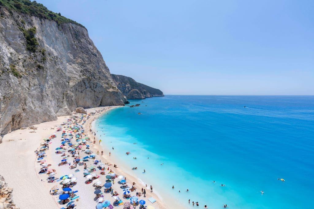 The gorgeous Porto Katsiki beach in Lefkada is one of many amazing beaches in Greece.