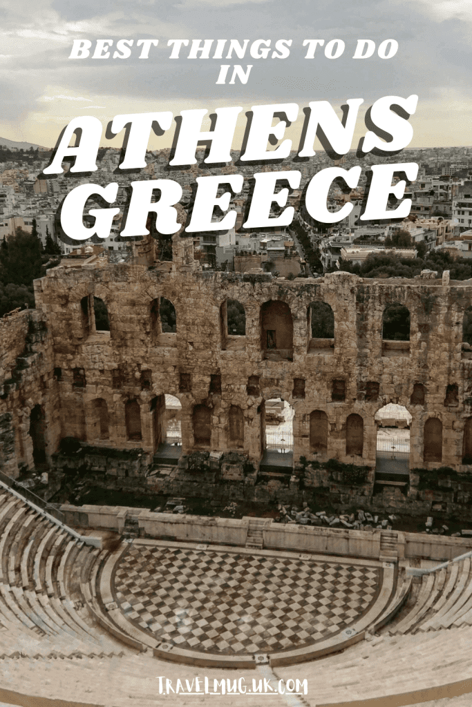 Looking down on one of the many ancient Greek ruins, with the title of the article "best things to do in Athens Greece".