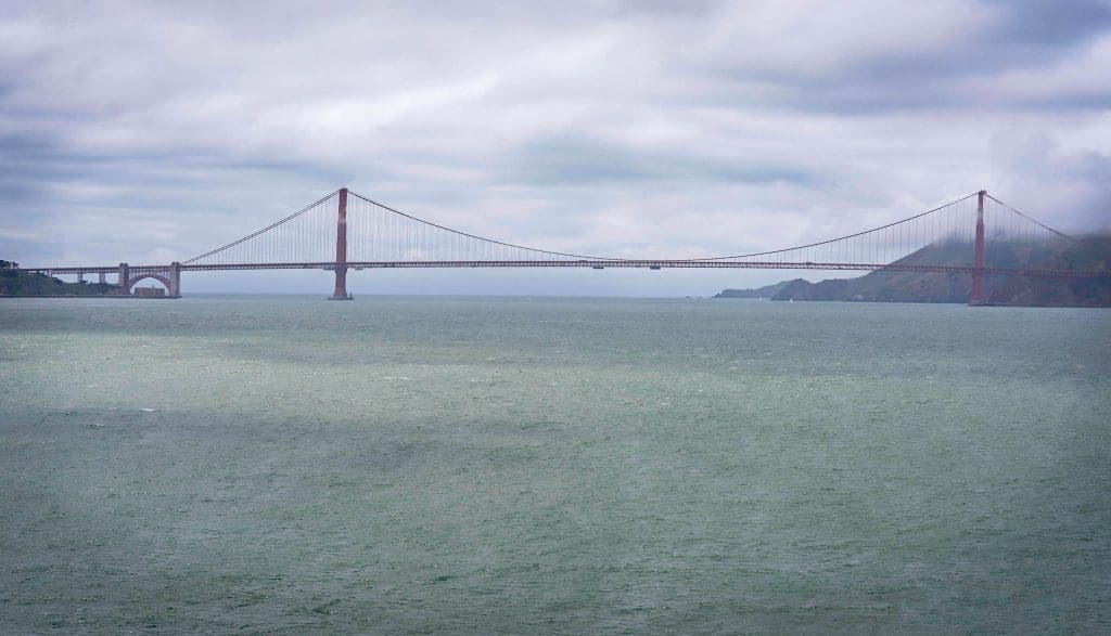 Starring at the bridge from Alcatraz Island, one of the most unique Golden Gate Bridge viewpoints.