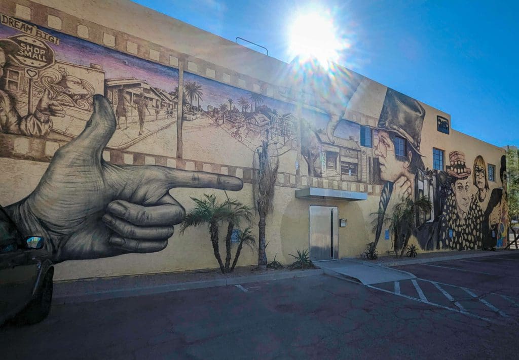 A street art design showing the beginnings of TV in Phoenix and the southwest.