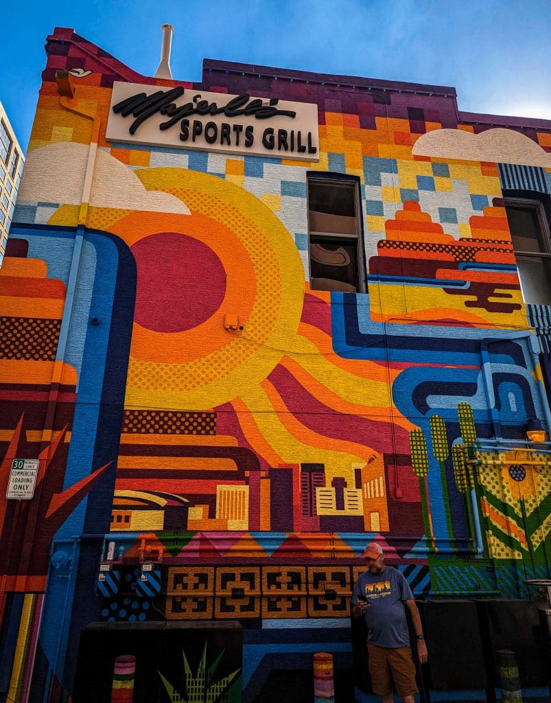 A beautiful flowing design of the colors of a Phoenix sunrise in this graffiti art.