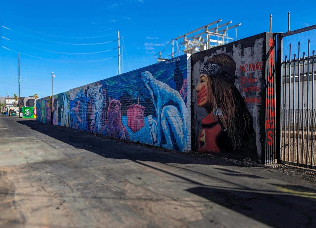 Multiple Phoenix murals decorate this alley on Roosevelt Row.