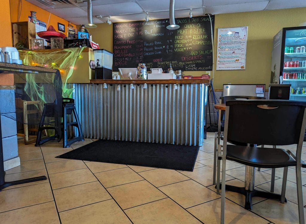 Inside the relaxed Paradise Valley Burger Company, home of the best burger in Phoenix.