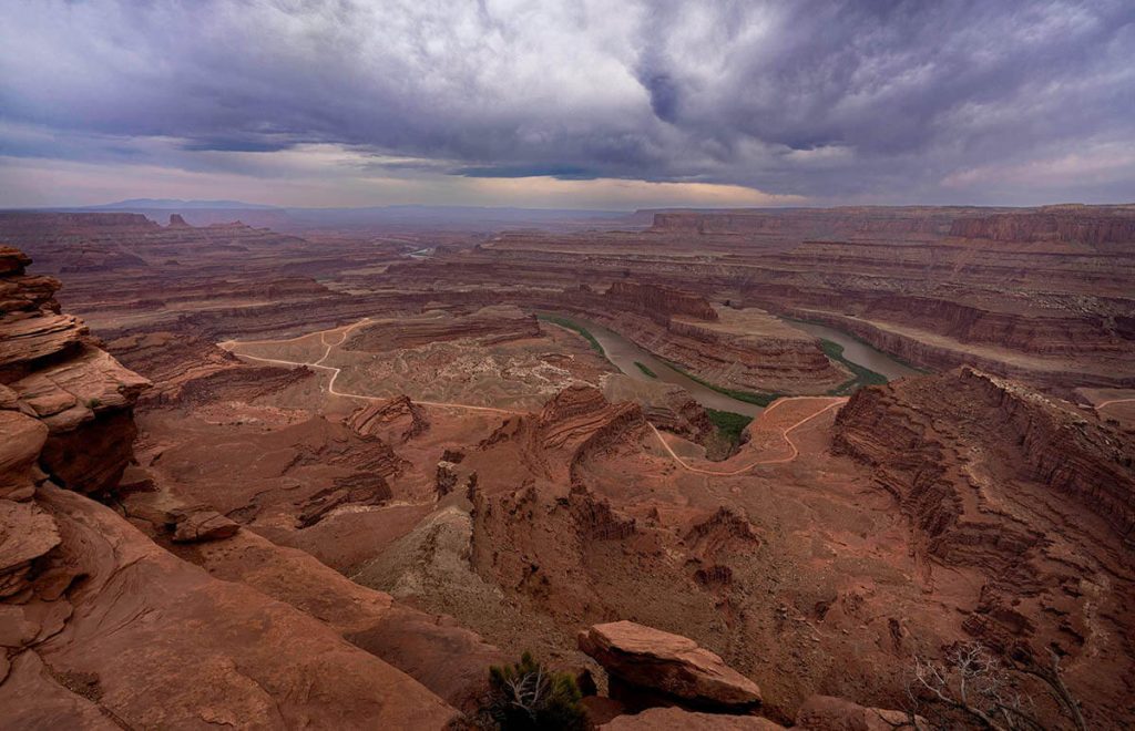 Looking onto the twisting river and gorgeous canyon from atop the lookout of Dead Horse Point near Moab.