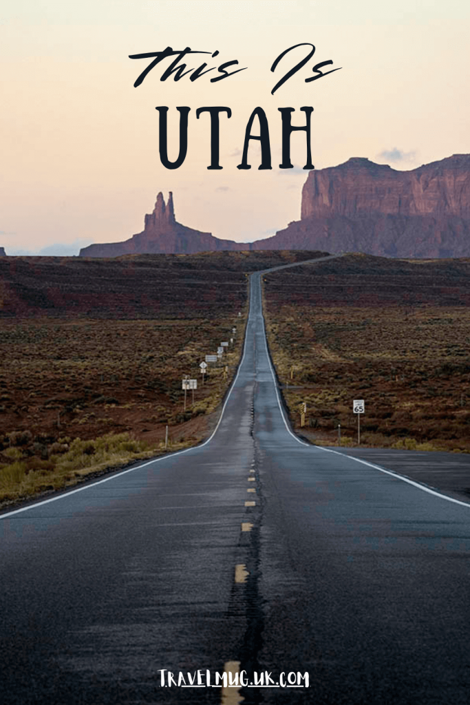 The long straight road of forest gump point with the title of the article "This is Utah".