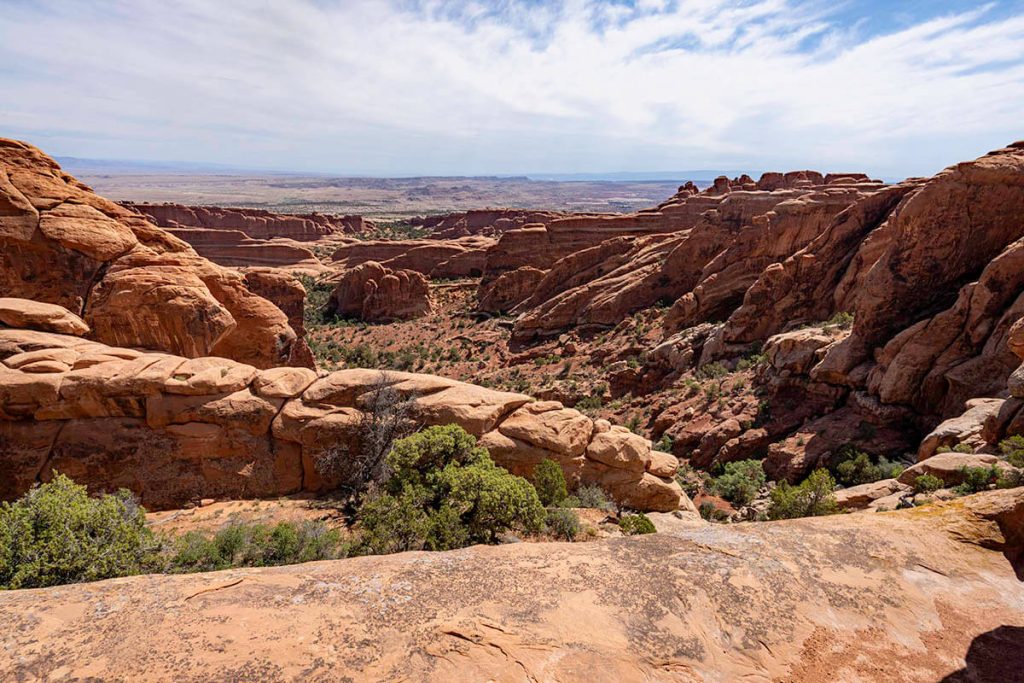 Rock arches and open desert await on the Devil's Garden trail in the Arches National Park.